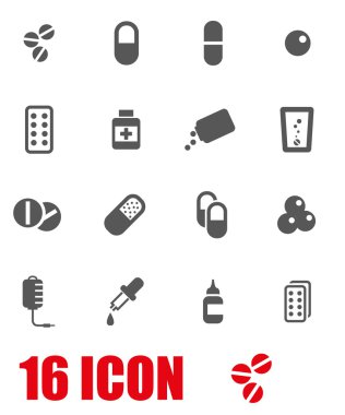 Vektör gri hapları Icon set