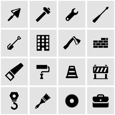 siyah vektör inşaat Icon set