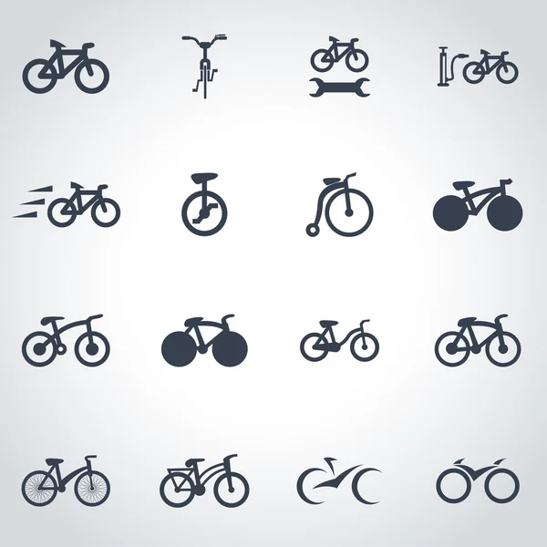 Vector negro icono de la bicicleta conjunto — Vector de stock