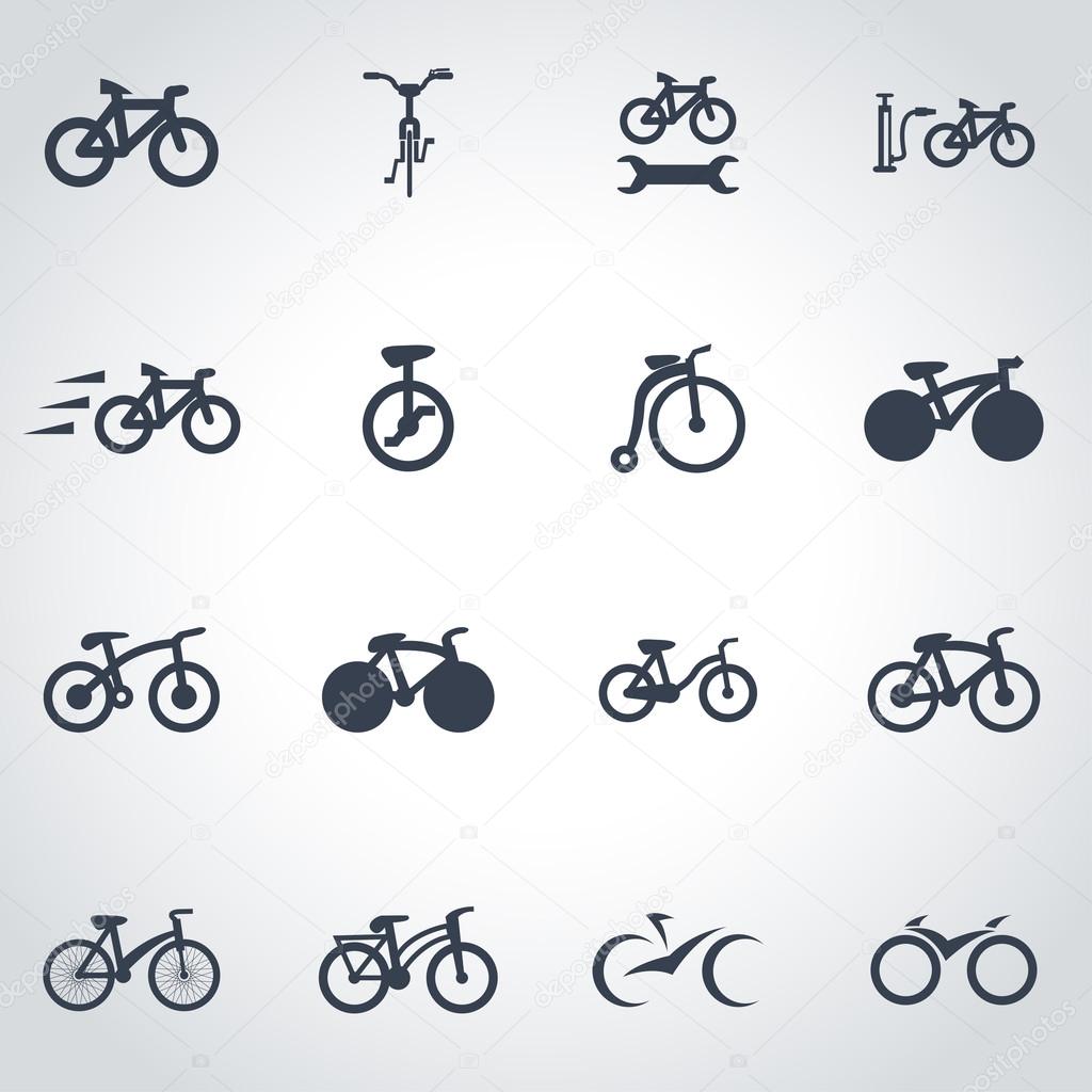 Vector black bicycle icon set