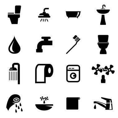 Vektör siyah banyo Icon set