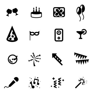Vektör siyah doğum günü Icon set