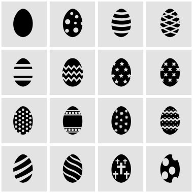 Vektör siyah Paskalya Icon set