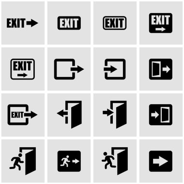 Vektör siyah çıkış Icon set