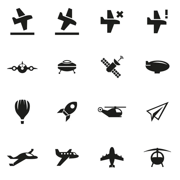 Vektor schwarzes Flugzeug Icon Set — Stockvektor