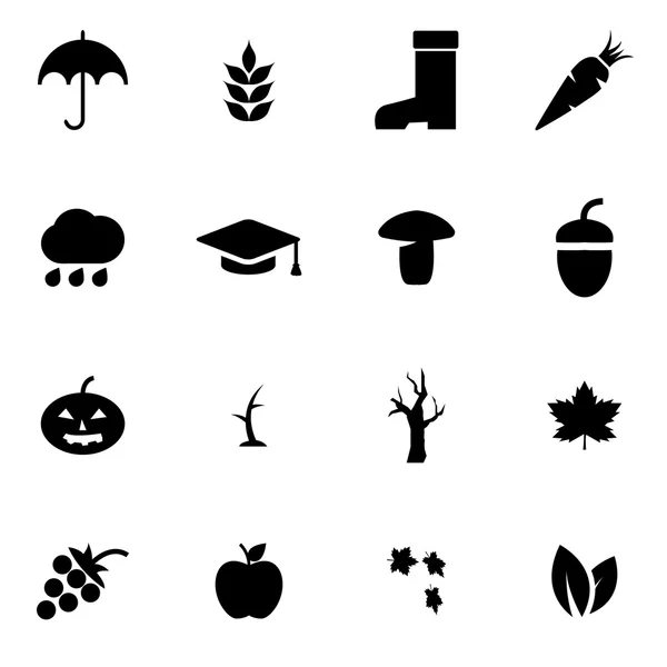 Set di icone vettoriali autunno nero — Vettoriale Stock