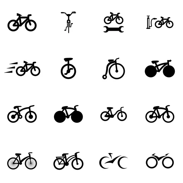 Vector negro icono de la bicicleta conjunto — Archivo Imágenes Vectoriales