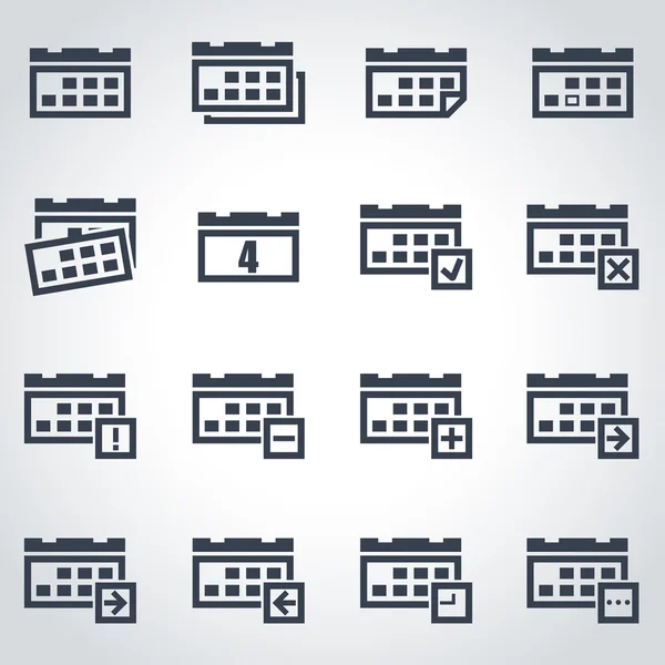 Vector black calendar icon set — Stock Vector