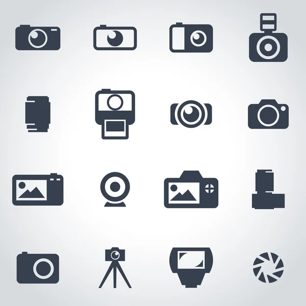 Vector black camera icon set — Stock Vector