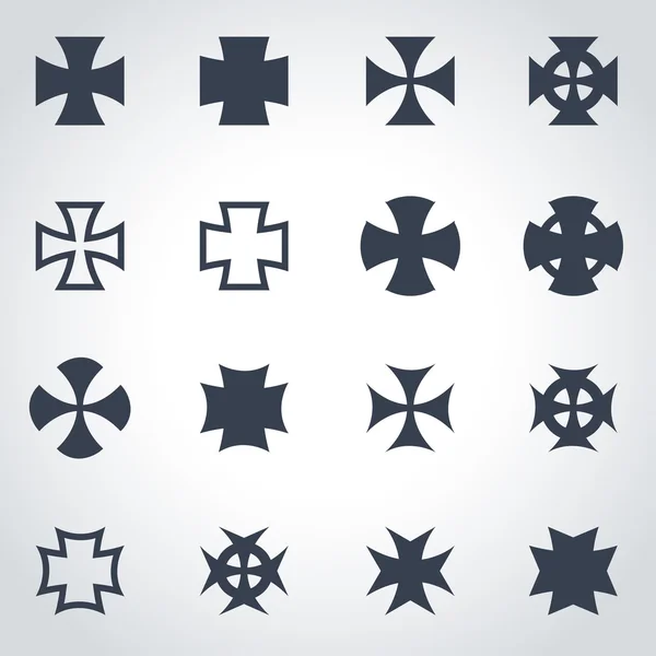 Ensemble d'icônes croix d'hachoirs noirs vectoriels — Image vectorielle