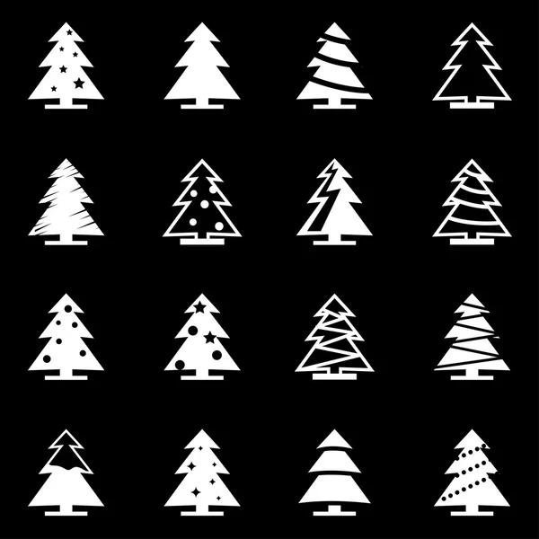 Conjunto de ícones de árvore de Natal branco vetorial — Vetor de Stock