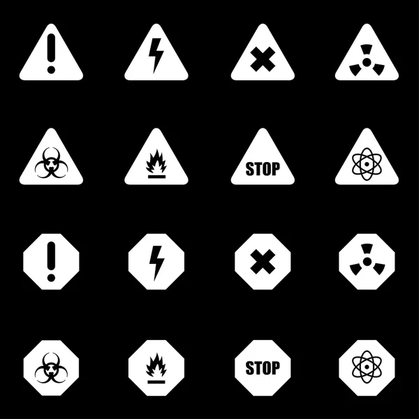 Vector white danger icon set — Stock Vector