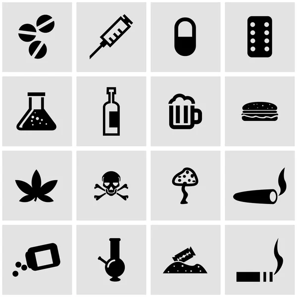 Vector black drugs  icon set — Stock Vector