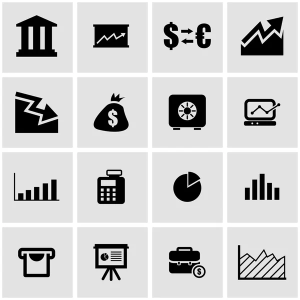 Vector black economic  icon set — Stock Vector