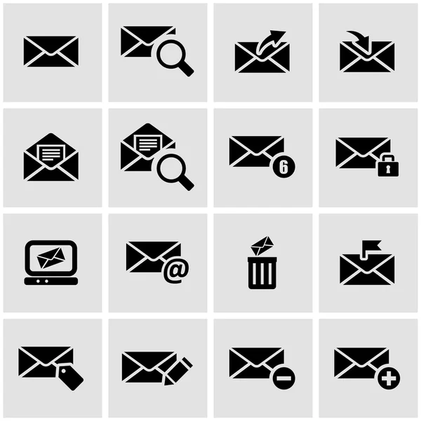 Vector zwarte e-mail pictogrammenset — Stockvector