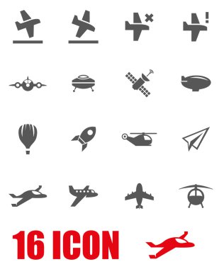 Vektör gri uçak Icon set