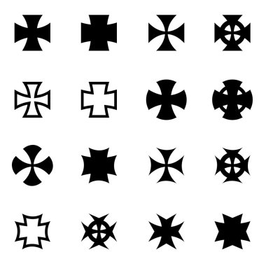 Vektör siyah helikopterler haçlar Icon set