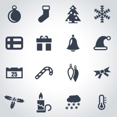Vektör siyah Noel Icon set