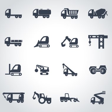 Vektör siyah inşaat nakliye Icon set