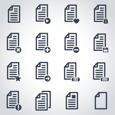 Vektör siyah belgeleri Icon set