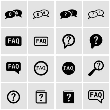 Vektör siyah SSS Icon set