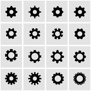 Vektör siyah dişli Icon set