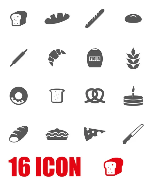 Vector grey bakery icon set — Stock Vector