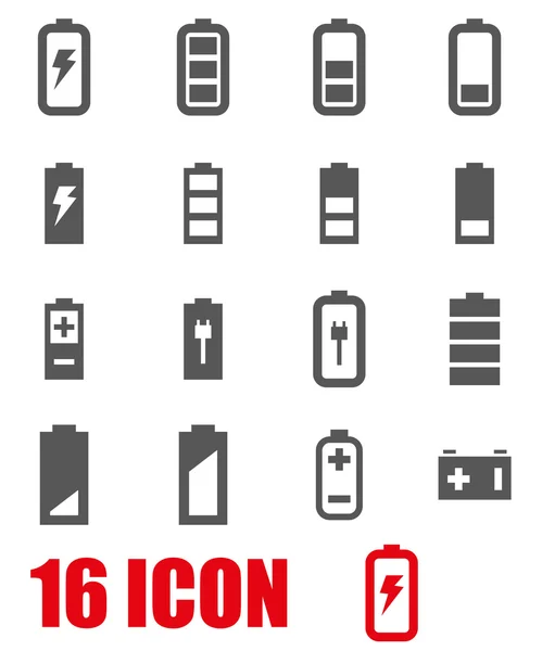 Vector grey battery icon set — Stock Vector