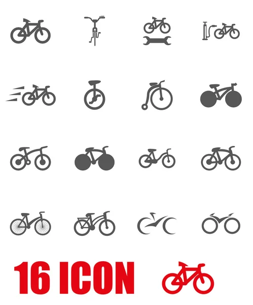 Set de iconos de bicicleta vectorial gris — Vector de stock