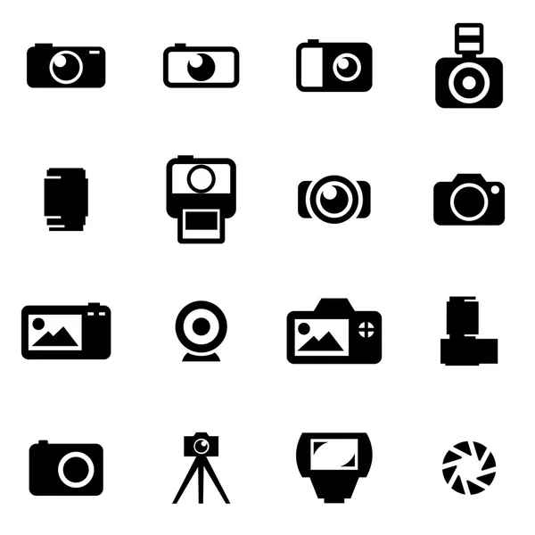 Vector conjunto de iconos de cámara negra — Vector de stock