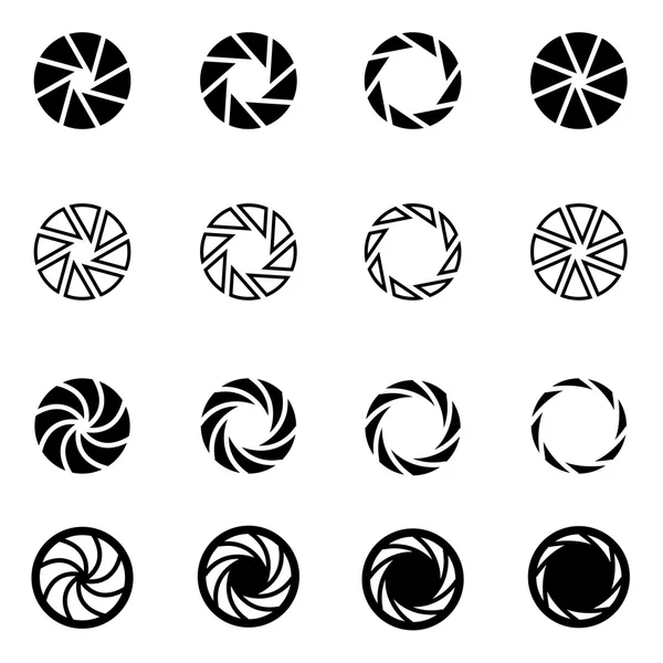 Conjunto de iconos de obturador de cámara negra vector — Archivo Imágenes Vectoriales
