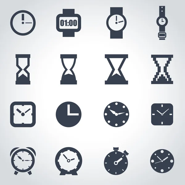 Vektör siyah clock Icon set — Stok Vektör