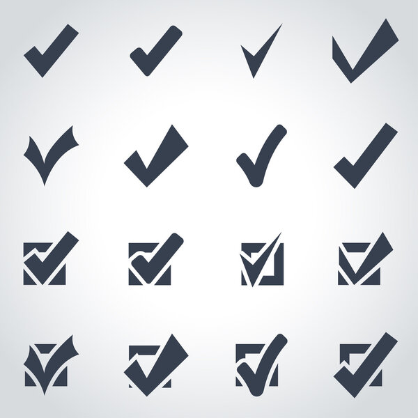 Векторный черный подтвердить набор значков
