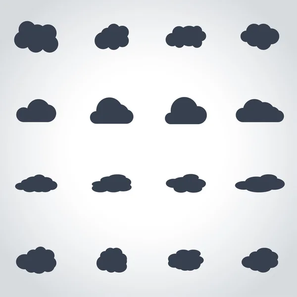 Vector zwarte wolk pictogrammenset — Stockvector