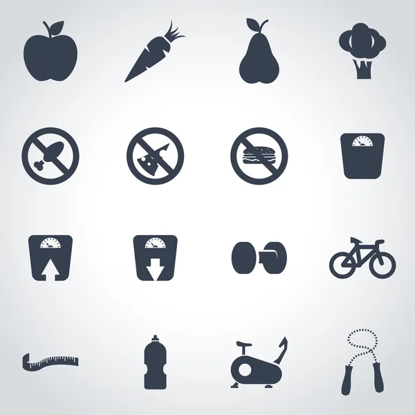 Vector black diet  icon set — Stock Vector