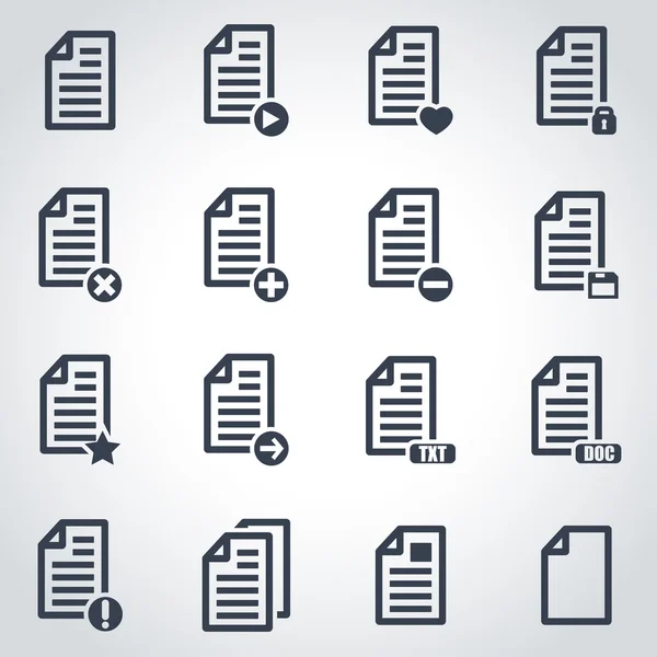 Vector black documents  icon set — Stock Vector