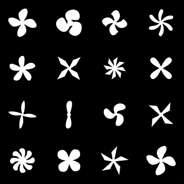 Vector white fans and propellers icon set
