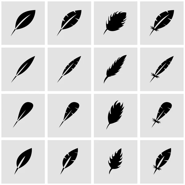 Conjunto de iconos de pluma negra vectorial — Vector de stock