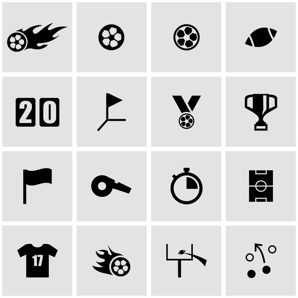 Vector black football icon set — Stock Vector