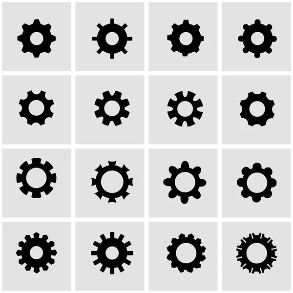 Vektor schwarzes Getriebe Symbol gesetzt — Stockvektor