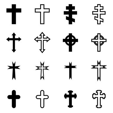 Vektör siyah haçlar Icon set
