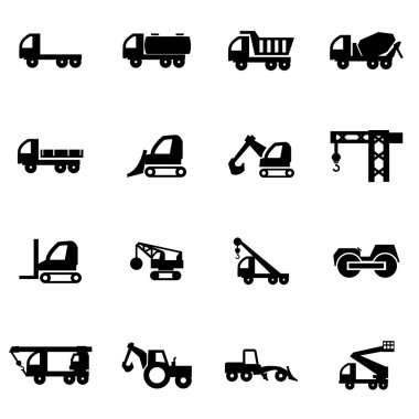 Vektör siyah inşaat nakliye Icon set