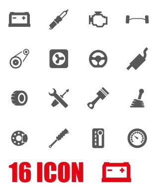 Vektör gri araba parçaları Icon set