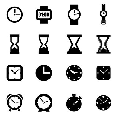 Vektör siyah clock Icon set