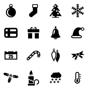 Vektör siyah Noel Icon set