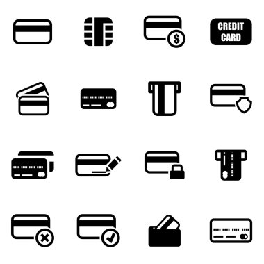 vektör siyah kredi kartı simgesi belirlendi