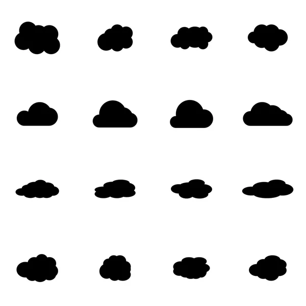 Vektor svart moln icon set — Stock vektor