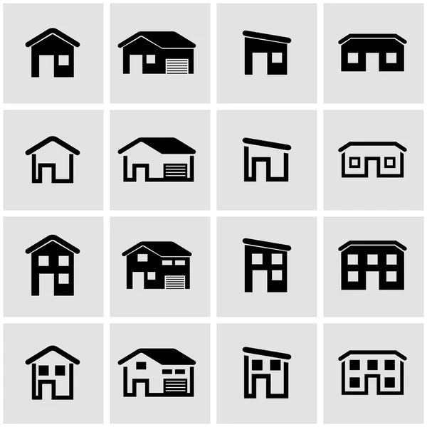 Set di icone della casa nera vettoriale — Vettoriale Stock