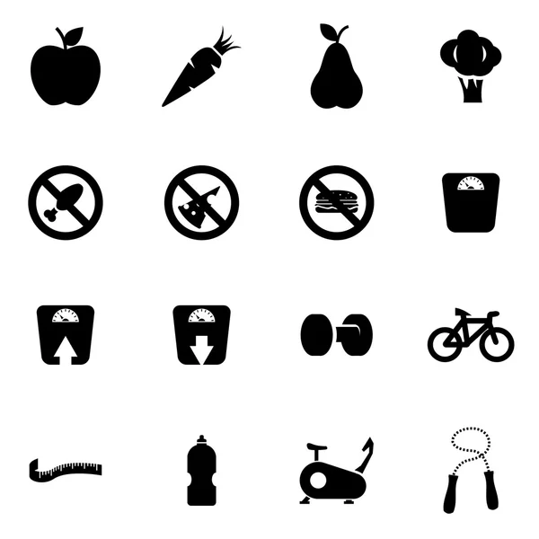 Vector black diet icon set — Stock Vector