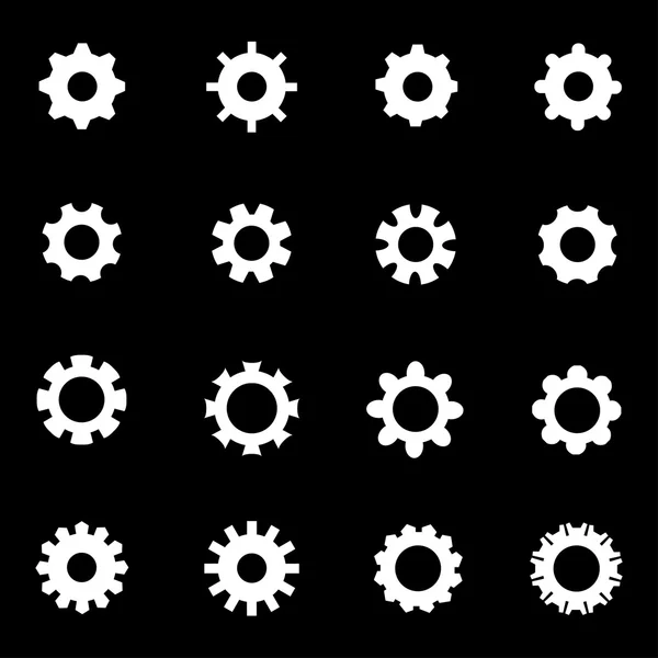 Ensemble d'icône d'engrenage vectoriel blanc — Image vectorielle